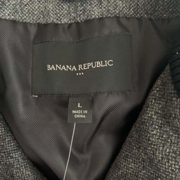 Banana Republic Men’s Jacket Wool Blend Black Gray Zip Pockets Lined Size Large - Picture 8 of 11